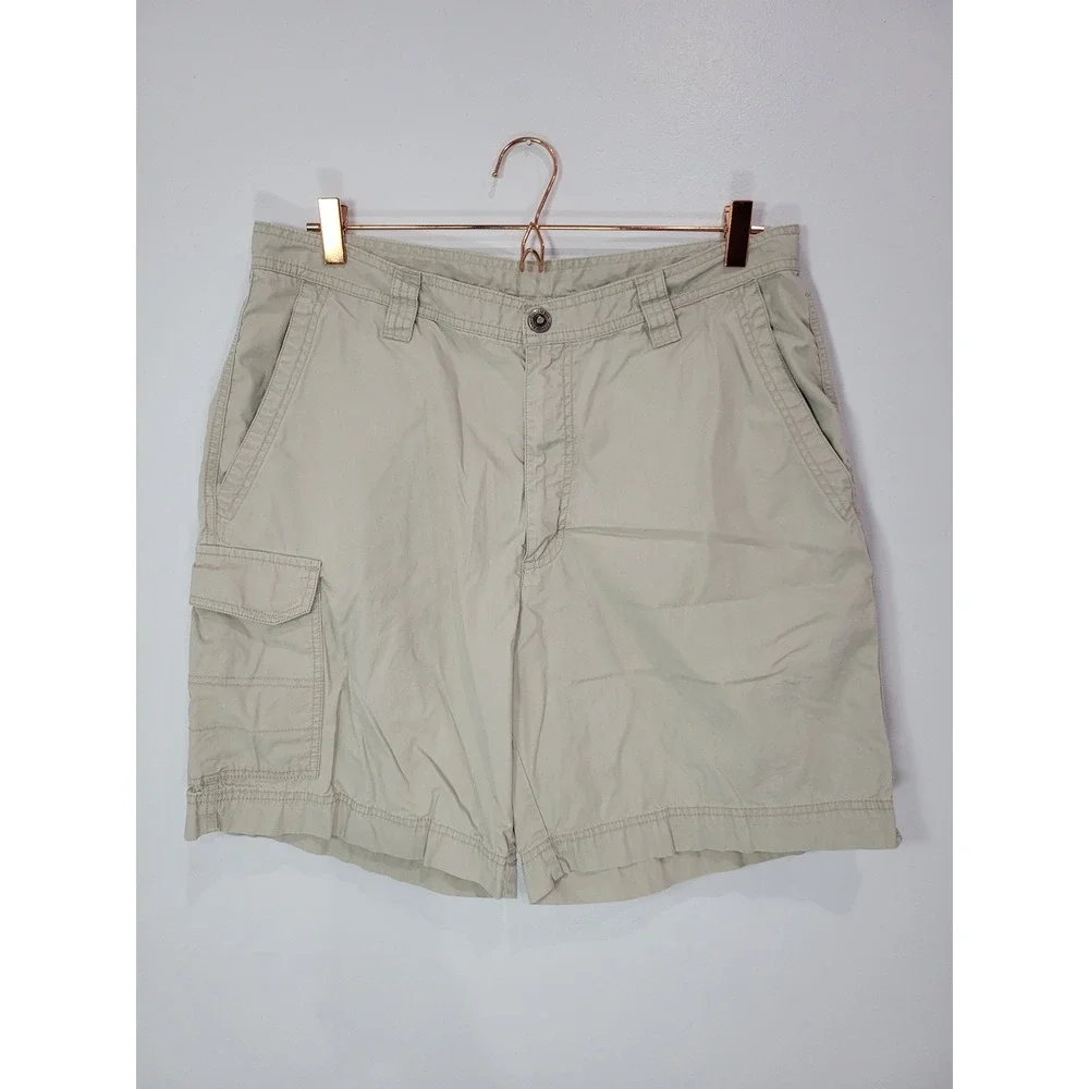 Columbia‎ Mens Tan Khaki Cotton Canvas Cargo Shorts Sz 34 Outdoor Hiking Utility